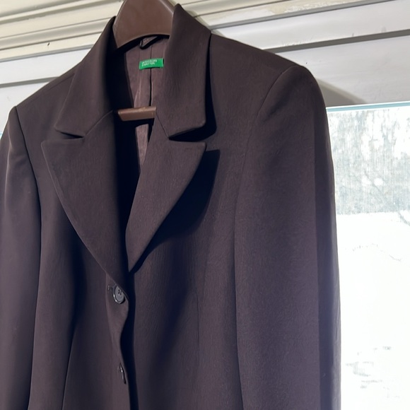 United Colors of Benetton Women’s Y2K Brown Suit Jacket, Excellent Condition, 10 - Picture 6 of 8